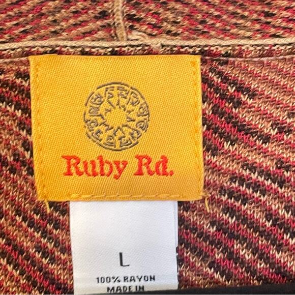 Ruby Rd. Open Front Animal Print Cardigan Sweater Large - Picture 6 of 8